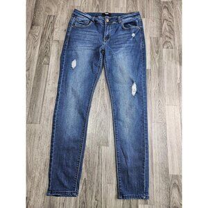 (3/$35) Kensie Jeans Womens 6/28 Blue Effortless Ankle Distressed Skinny Denim
